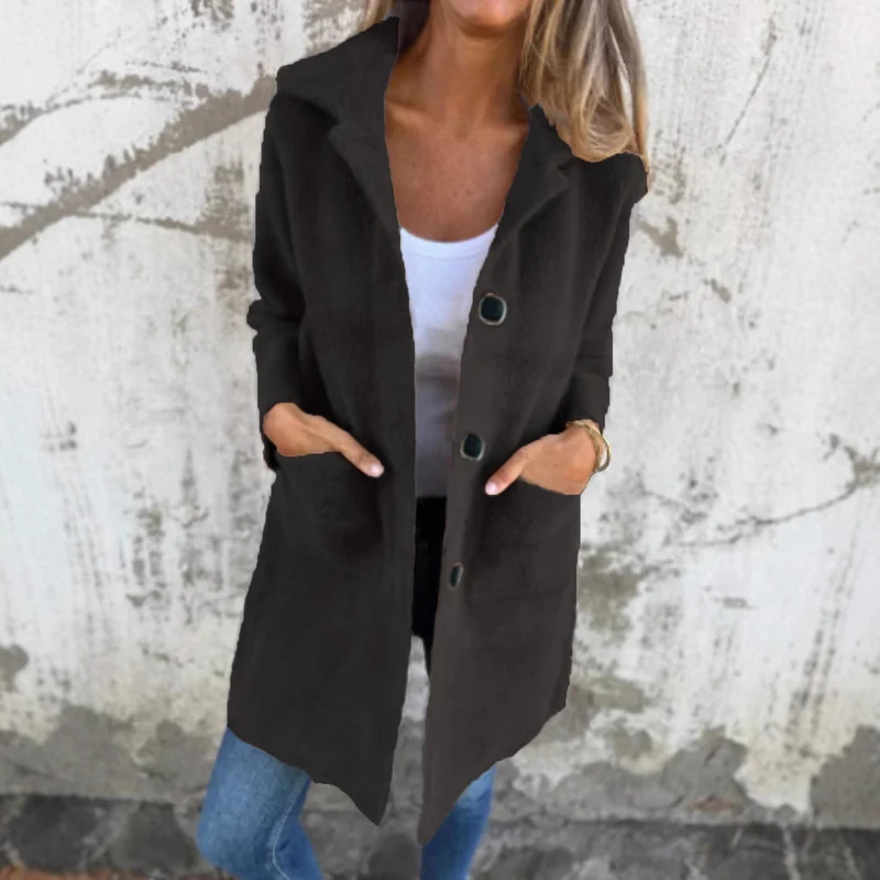 Damen Eleganter länger geschnittener Kurzmäntel Drune