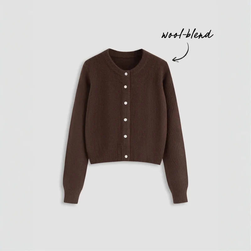 Damen Eleganter Kurzpullover mit Hemdkragen Drune