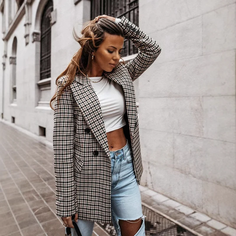 Damen Eleganter Karoblazer Drune