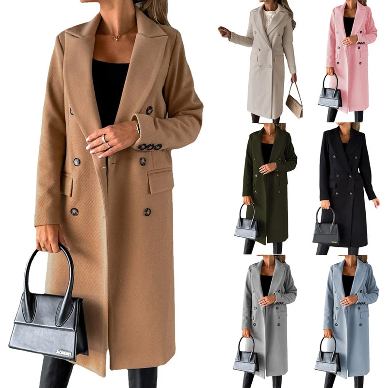 Damen Eleganter Doppelt-knopf Mantel Drune