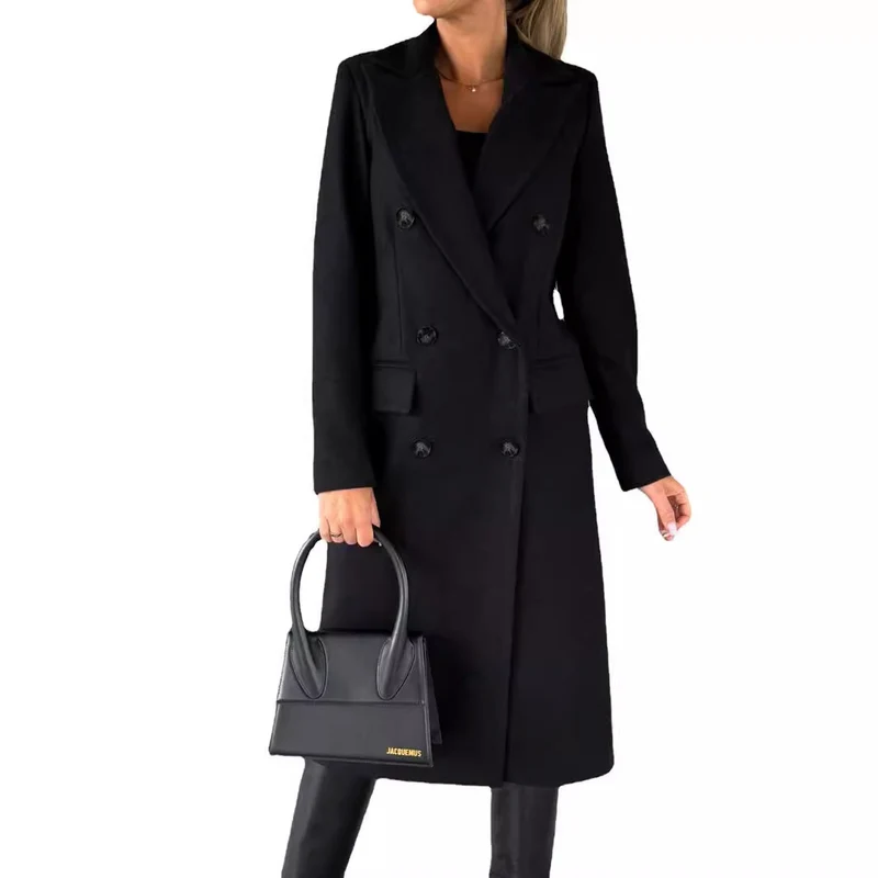 Damen Eleganter Doppelt-knopf Mantel Drune