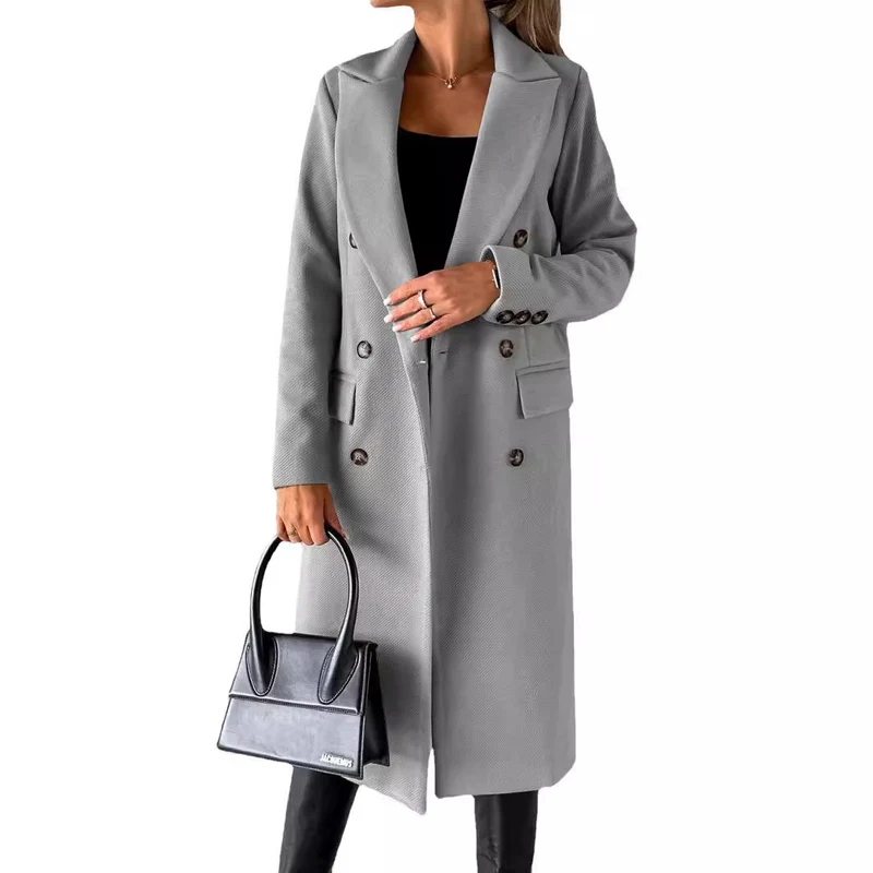 Damen Eleganter Doppelt-knopf Mantel Drune