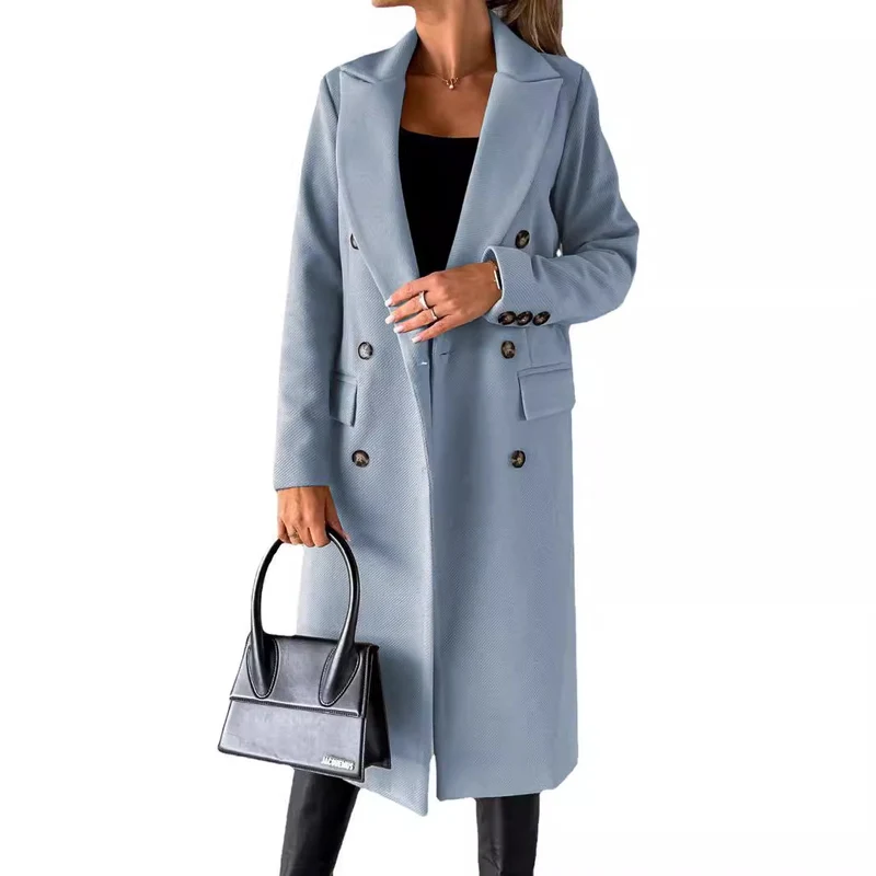Damen Eleganter Doppelt-knopf Mantel Drune