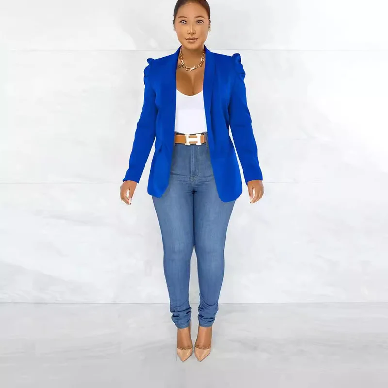 Damen Eleganter Blazer mit Schulterpolstern Drune