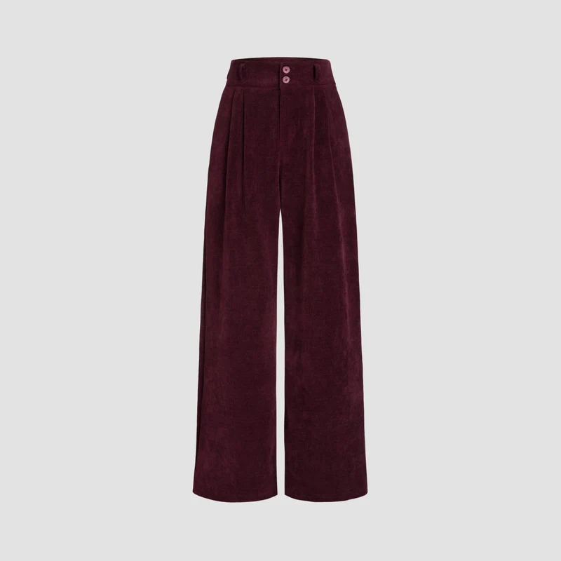 Damen Elegante und Weit geschnittene Cordhose Drune