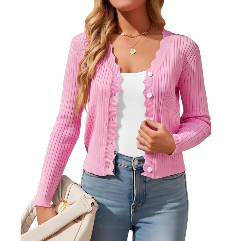 Damen Elegante und figurbetonte Strickjacke Drune