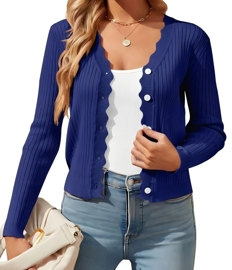 Damen Elegante und figurbetonte Strickjacke Drune