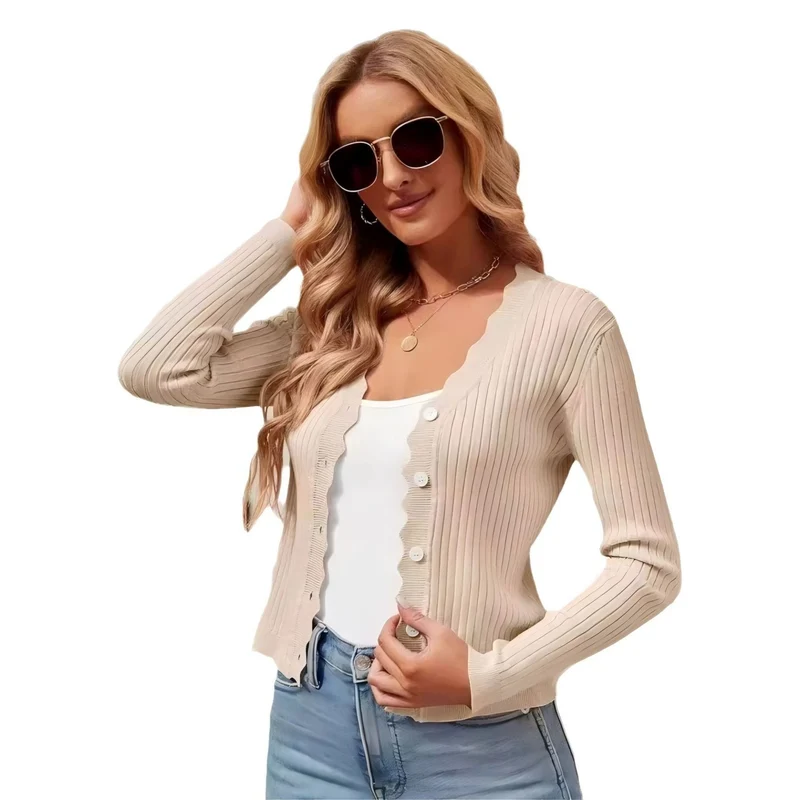 Damen Elegante und figurbetonte Strickjacke Drune