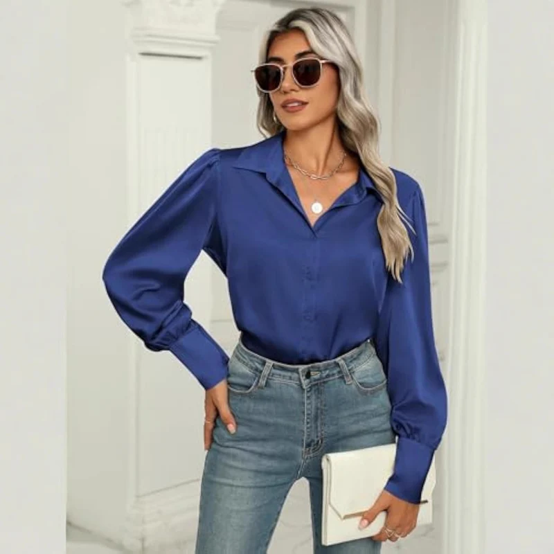 Damen Elegante Satinbluse Drune
