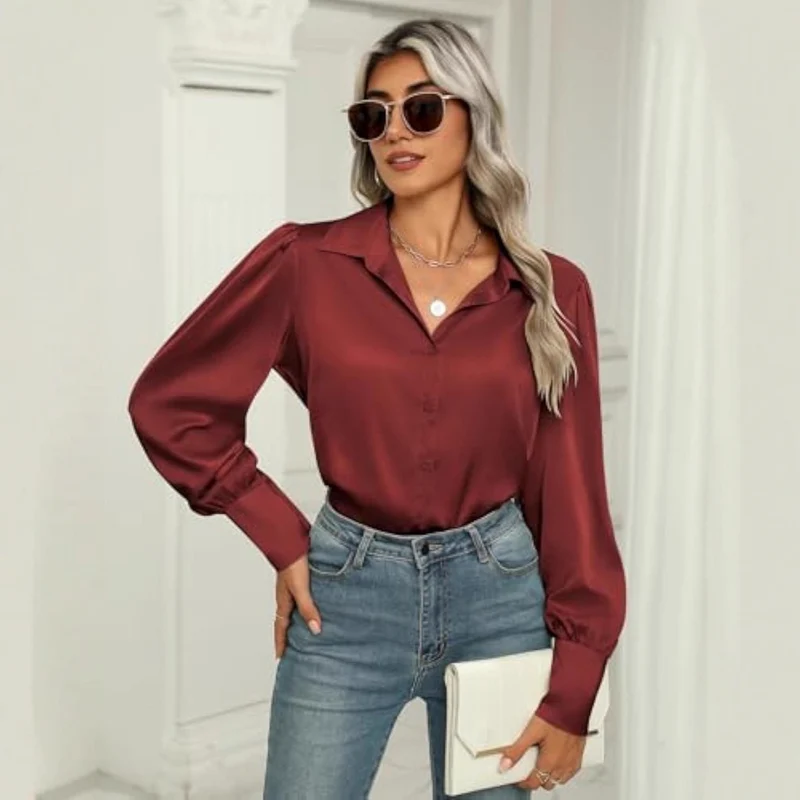 Damen Elegante Satinbluse Drune