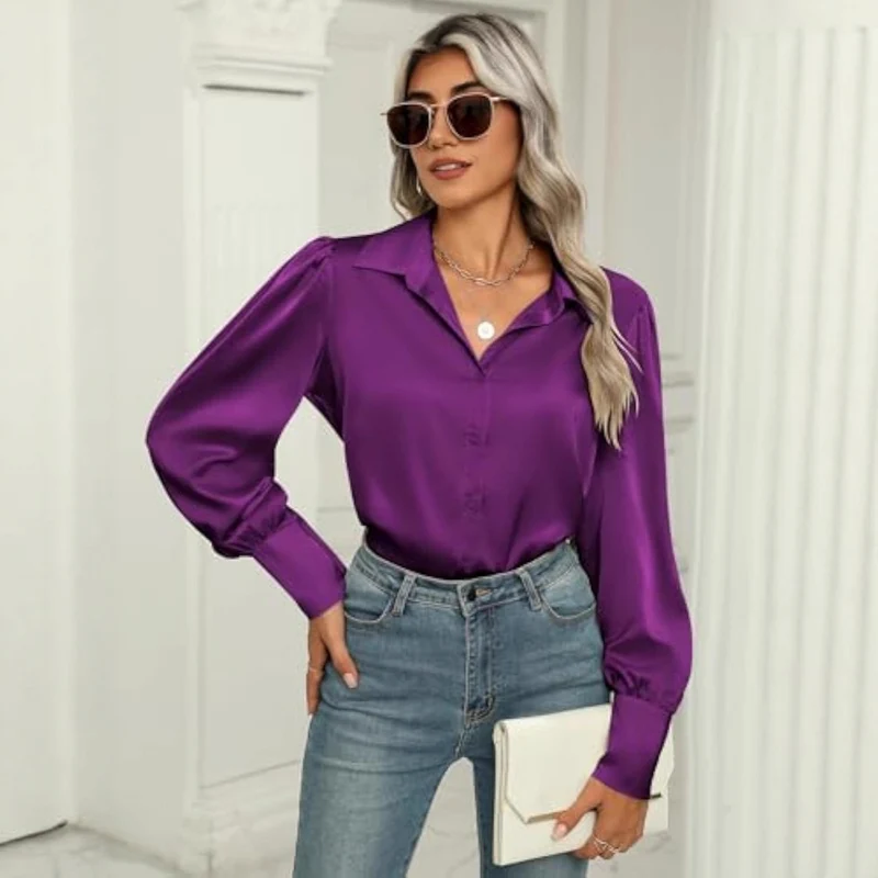 Damen Elegante Satinbluse Drune