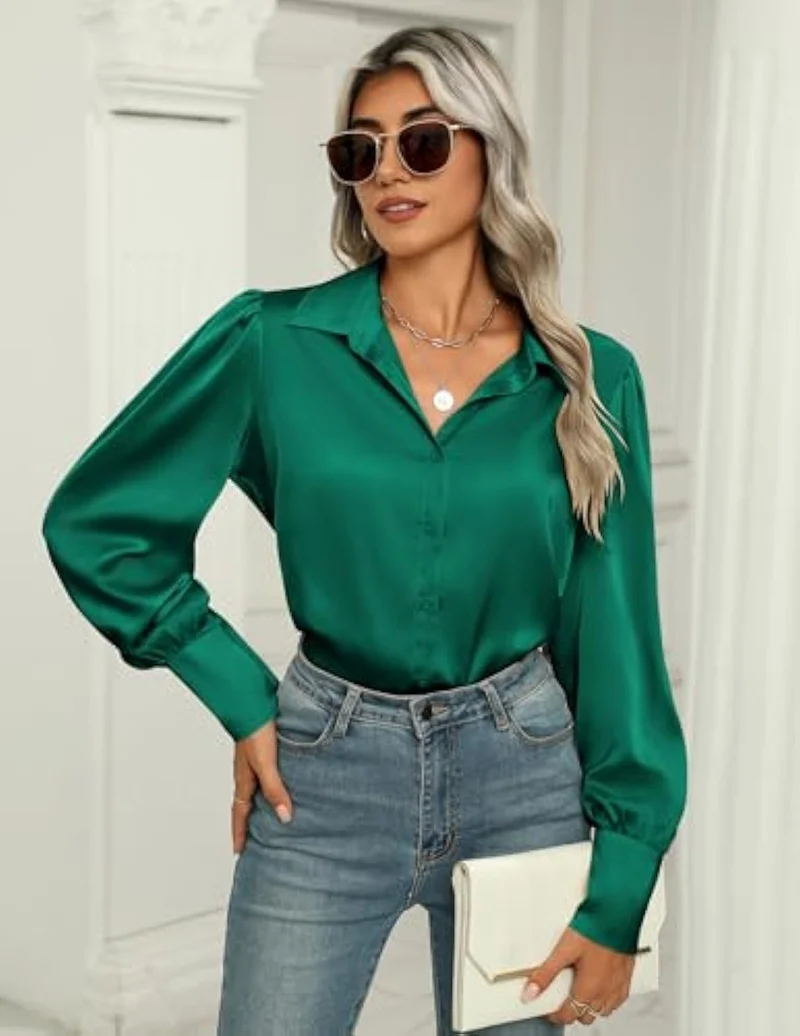 Damen Elegante Satinbluse Drune