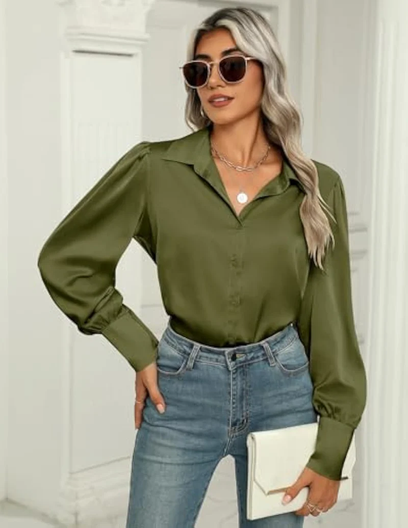 Damen Elegante Satinbluse Drune