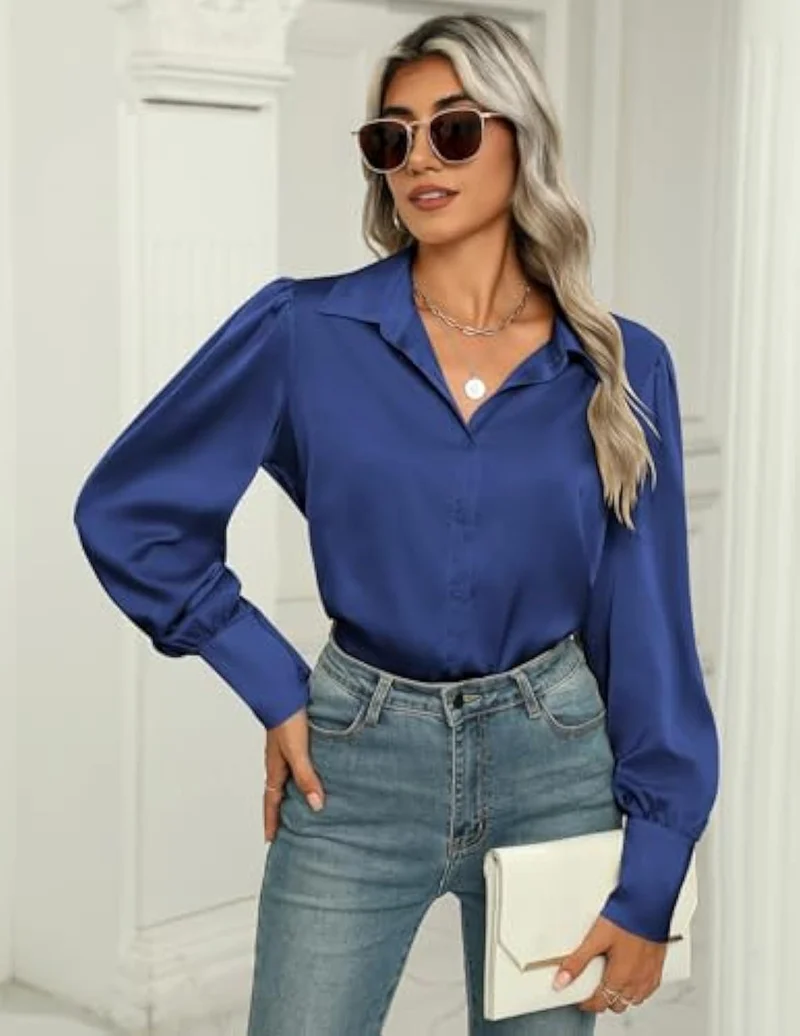 Damen Elegante Satinbluse Drune