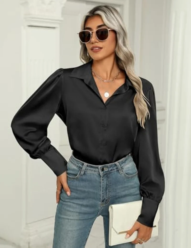 Damen Elegante Satinbluse Drune