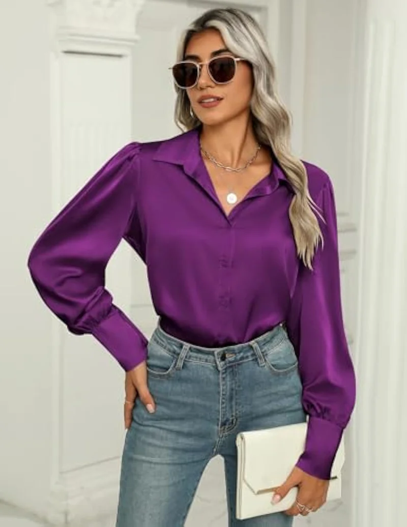 Damen Elegante Satinbluse Drune
