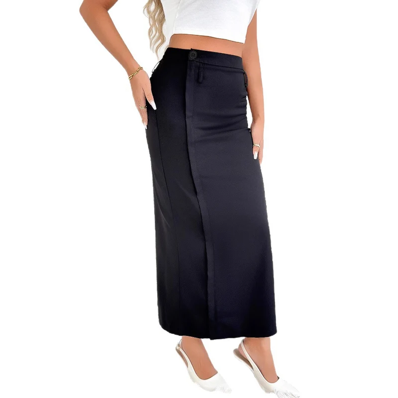 Damen Elegante Maxi-Rock mit seitlichem Schlitz und Zipper Drune