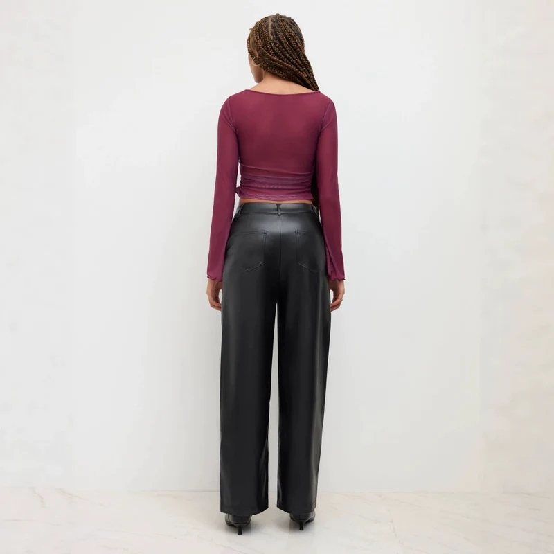 Damen Elegante Kunstlederhose Drune