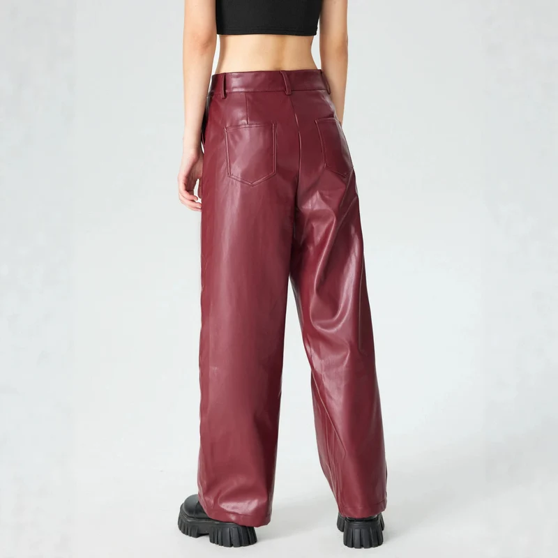 Damen Elegante Kunstlederhose Drune