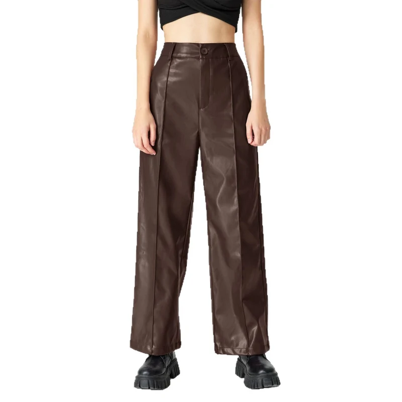 Damen Elegante Kunstlederhose Drune