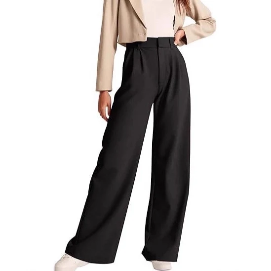 Damen Elegante Hochtaillierte Leinenhose Drune