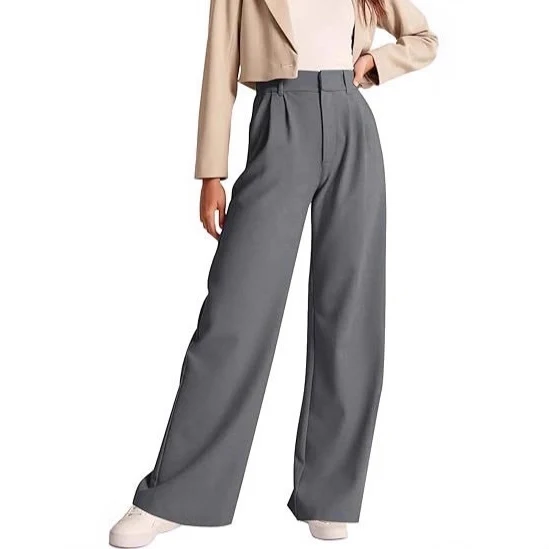 Damen Elegante Hochtaillierte Leinenhose Drune