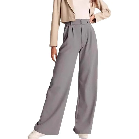 Damen Elegante Hochtaillierte Leinenhose Drune