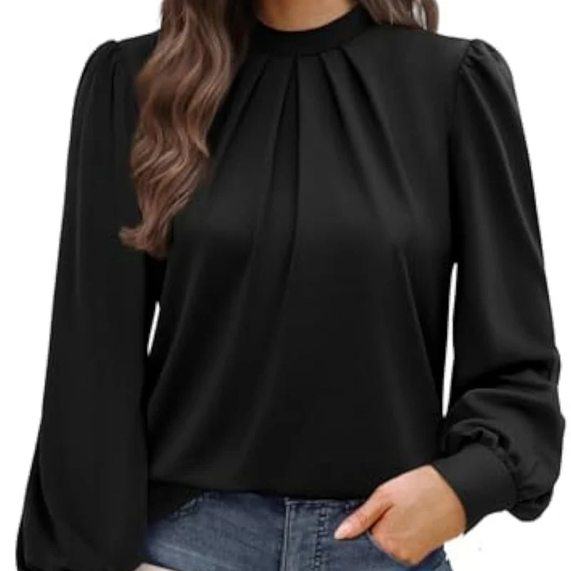 Damen Elegante Bluse mit Rüschendetails Drune