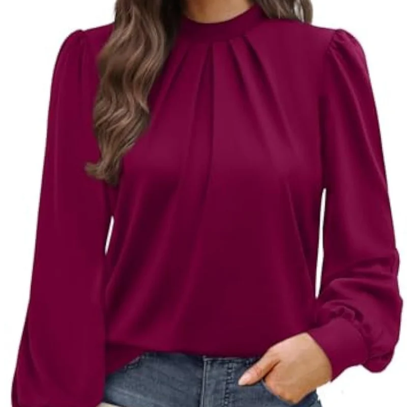 Damen Elegante Bluse mit Rüschendetails Drune