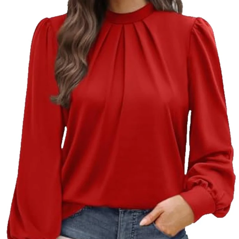 Damen Elegante Bluse mit Rüschendetails Drune