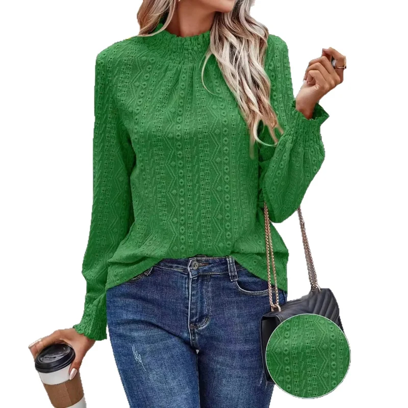 Damen Elegante Bluse mit Rüschendetails Drune