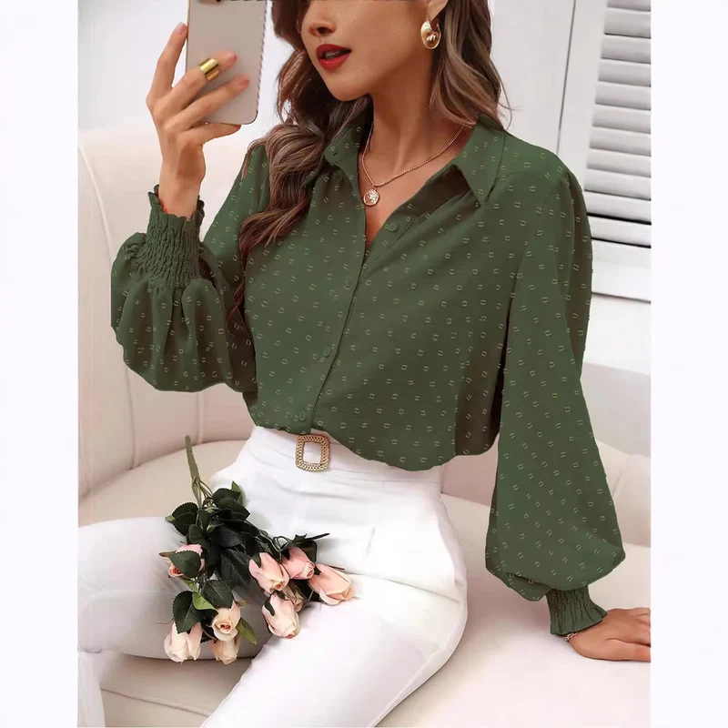 Damen Elegante Bluse mit Puffärmeln Drune