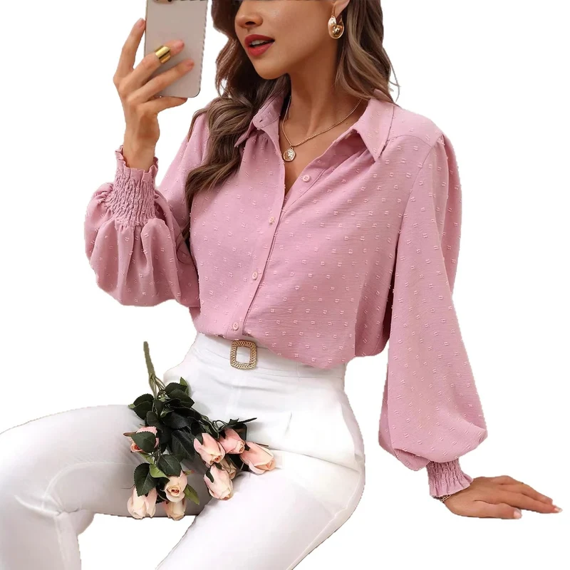 Damen Elegante Bluse mit Puffärmeln Drune
