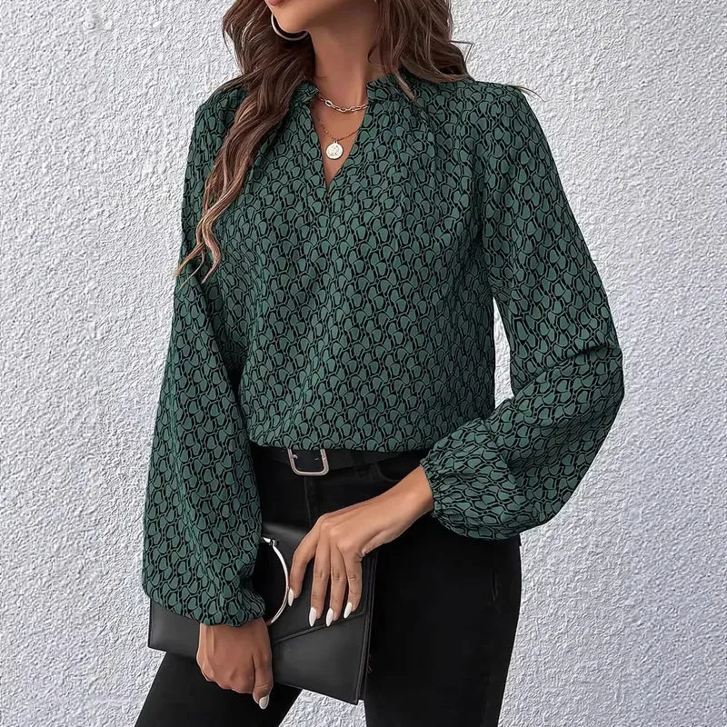 Damen Elegante Bluse mit Muster Drune