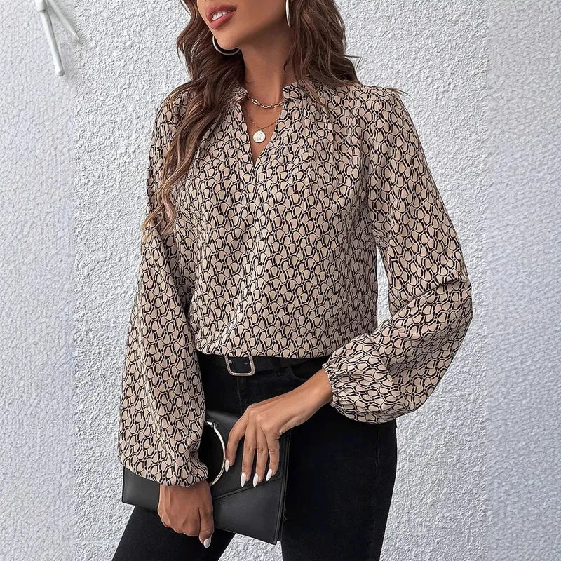 Damen Elegante Bluse mit Muster Drune