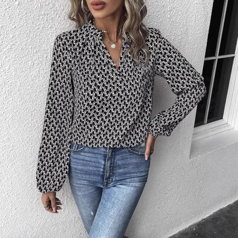 Damen Elegante Bluse mit Muster Drune