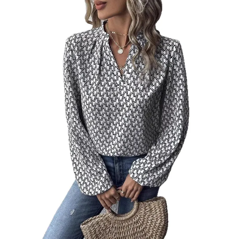 Damen Elegante Bluse mit Muster Drune