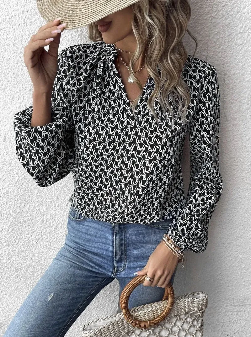 Damen Elegante Bluse mit Muster Drune