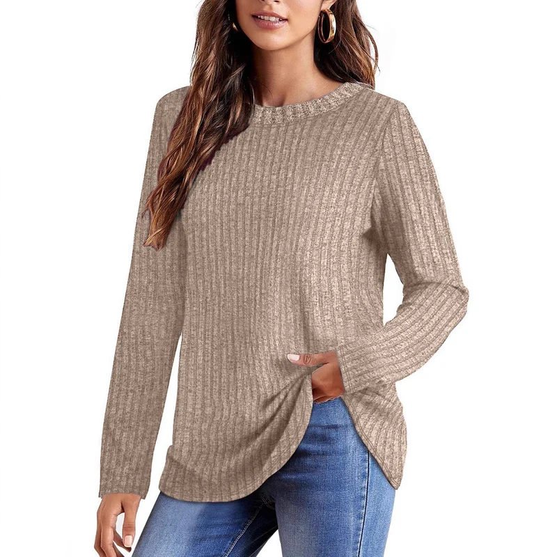 Damen Bequemes Langarmshirt mit Rippstruktur Drune