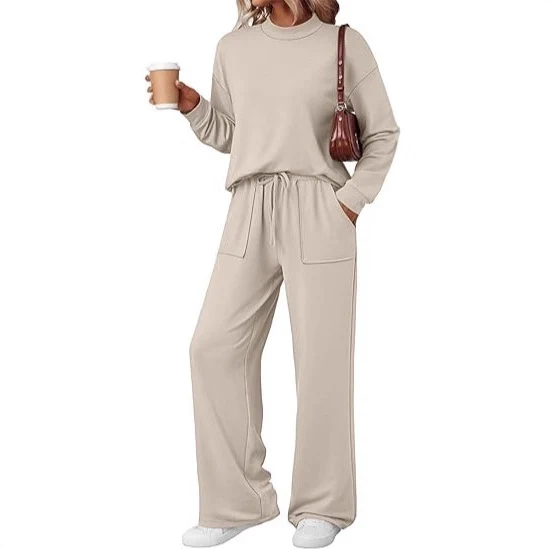 Damen Bequemes Freizeitanzug mit weiten Hosen Drune