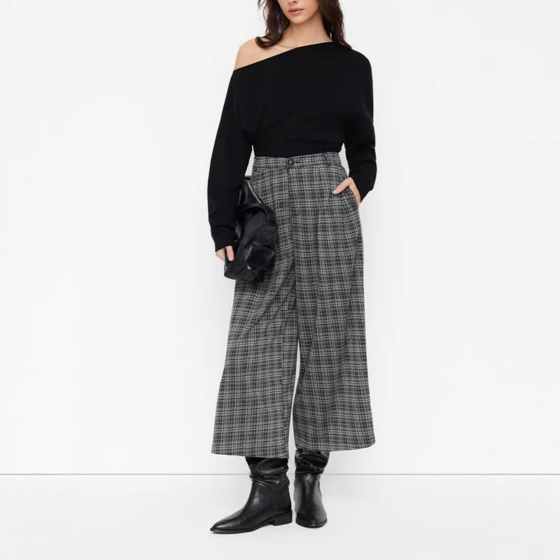 Damen Bequeme und modische Karohose Drune
