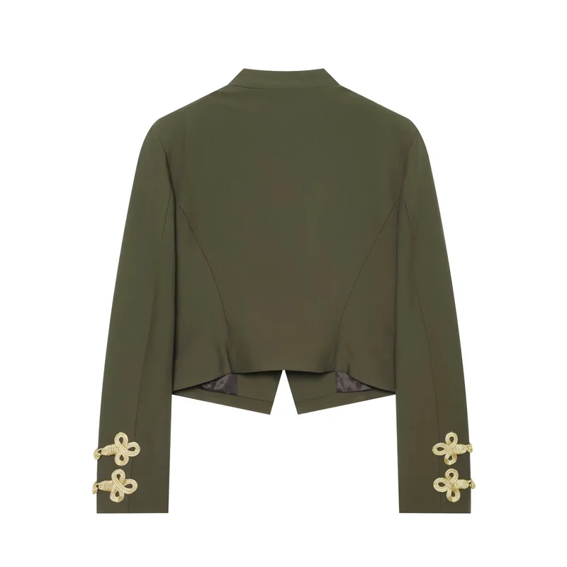 Damen Kurzer militärinspirierter Blazer mit opulenten Schulterkordeln und Zierknopfleiste Drune