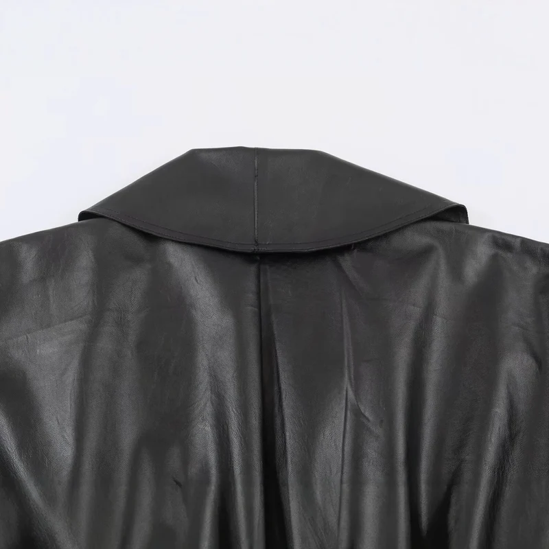 Damen Kurzer Cropped Kunstleder‑Blouson mit übergroßem Schalkragen und seitlicher Schnallen‑Taillierung Drune