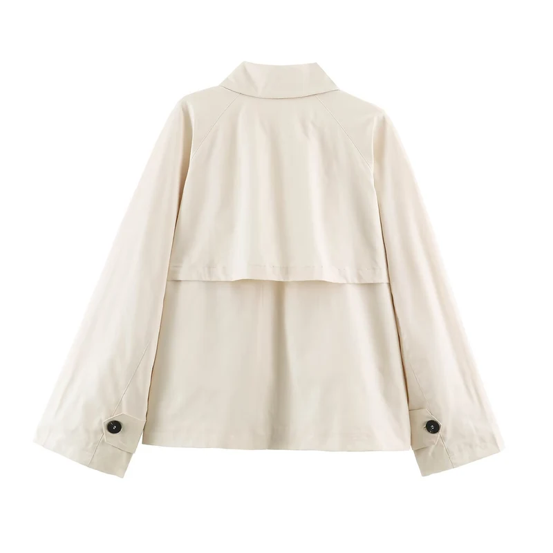 Damen Kurzer Boxy‑Trench mit Schluppe und Knopfmanschetten Drune