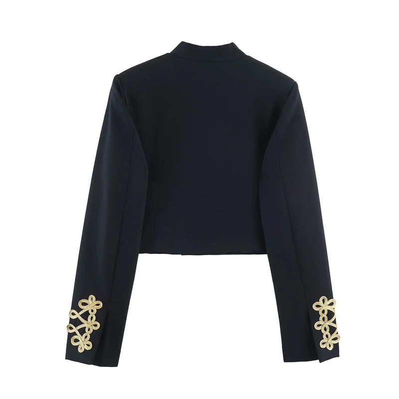 Damen Kurze Paradejacke im Military‑Look mit goldverzierter Kordelapplikation Drune