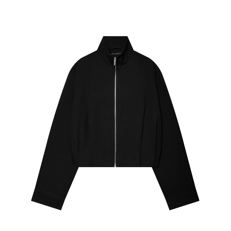 Damen Kurze Oversize‑Zipjacke im Boxy‑Cut mit Stehkragen und elastischem Saum Drune