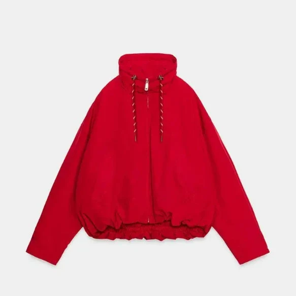 Damen Kurze Outdoor‑Blousonjacke mit hohem Stehkragen, Kordelzug und Gummizugsaum Drune