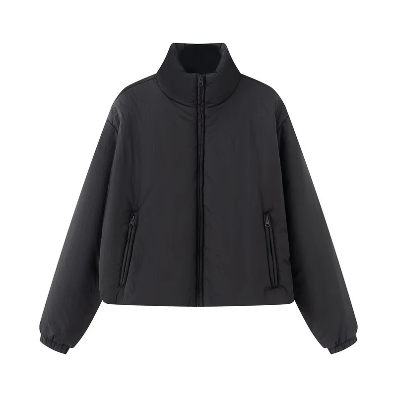 Damen Kurze gesteppte Steppjacke mit Stehkragen und elastischen Bündchen Drune