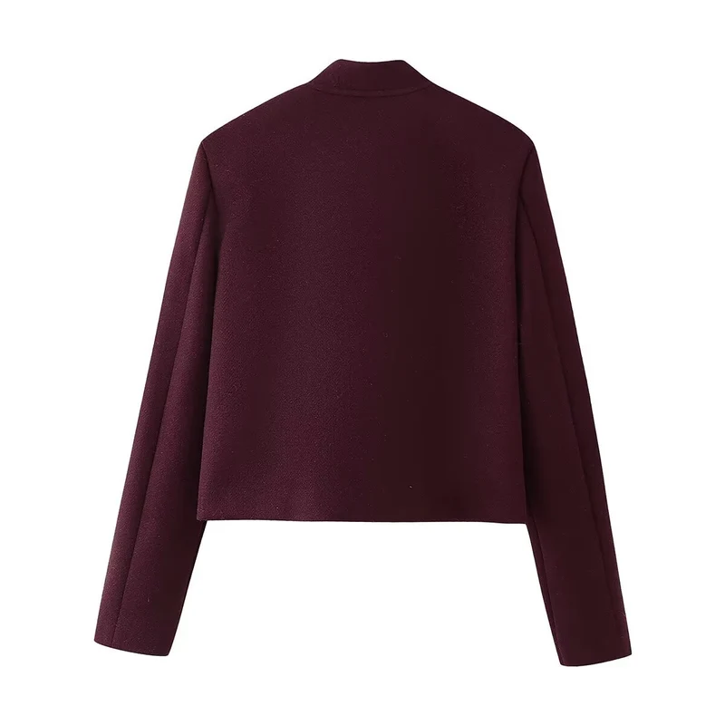 Damen Kurze Cropped‑Utilityjacke aus Wollmix mit Stehkragen und aufgesetzten Klappentaschen Drune