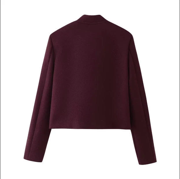 Damen Kurze Cropped‑Utilityjacke aus Wollmix mit Stehkragen und aufgesetzten Klappentaschen Drune